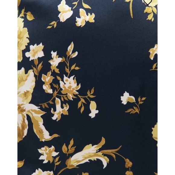 Reformation silk Floral Sleeveless Navy and Yellow NEW - Picture 2 of 8